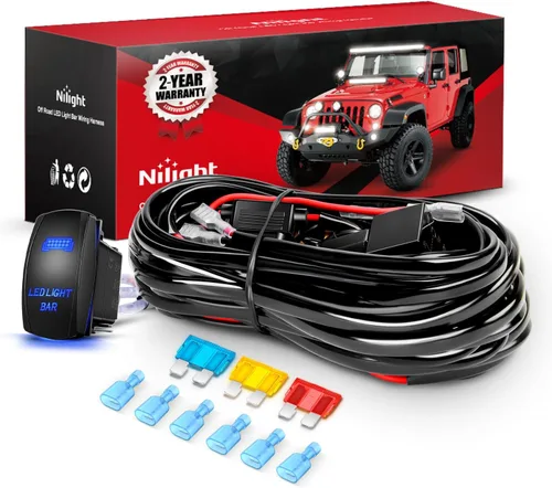 Vista 11 de Barra de luz LED Nilight. arnés de cableado, kit de 12 V, interruptor basculante, láser de 5 pines, interruptor de encendido y apagado impermeable