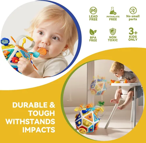 Vista 6 de Juguete sensorial Montessori 22 en 1 para niños pequeños, juguete sensorial Montessori y aprendizaje de viaje para niños pequeños, juguete