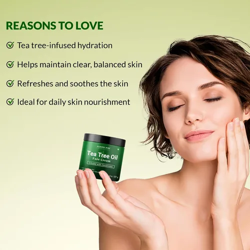 Vista 4 de Majestic Pure Crema facial con aceite de árbol de té Crema para piel seca y con picazón, acné, cicatrices, crema facial hidratante de día y noche