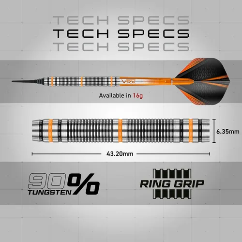 Vista 4 de RED DRAGON Darts - Amberjack Javelin Pegasus Razor Edge - Professional Tungsten Soft Tip Darts - Includes Dart Flights and Shafts