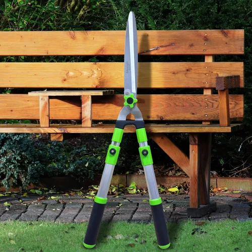 Vista 5 de Tijeras extensibles para setos, recortadora de jardín profesional con hoja recta, mango ajustable para bordes, arbustos y podas, cortadores