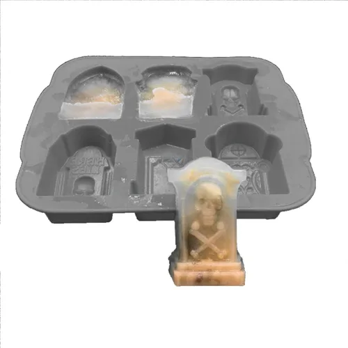 Vista 5 de Bandejas de silicona para cubitos de hielo, molde de lápida de Halloween RIP para hielo, dulces, pasteles, jabón