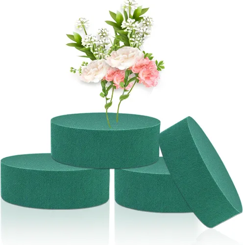 Vista 9 de 4 piezas de espuma floral redonda SUPKING 3.15" pequeños bloques de espuma verde para flores húmedas y secas floristería planta espuma para arreglos