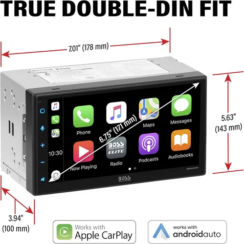 Vista 6 de BOSS Audio Systems Elite Series BE950WCPA - Reproductor multimedia inalámbrico Apple CarPlay Android Auto para automóvil, pantalla táctil capacitiva