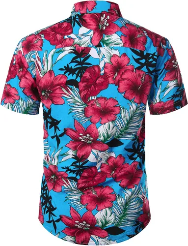 Vista 5 de Jogal - Camisa hawaiana de manga corta con botones para hombre