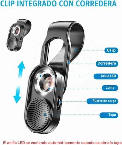 Vista 7 de APEXEL Microscopio de teléfono, microscopio de bolsillo, lente de cámara para iPhone, microscopio 100X con clip universal para todos los teléfonos