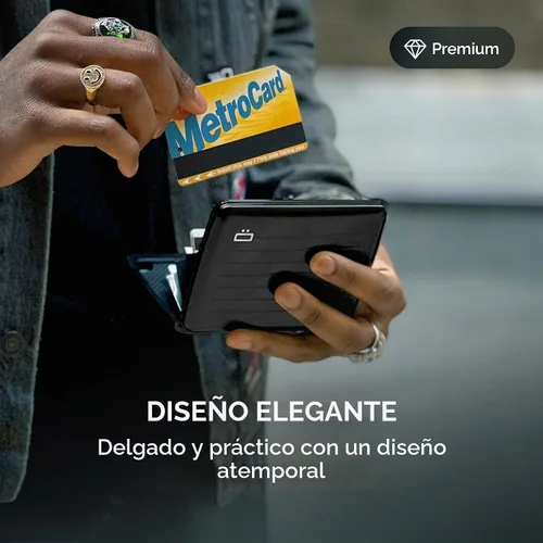 Vista 5 de Cartera de aluminio, gran capacidad, protección RFID. Modelo: OSLO LARGE Aluminio negro