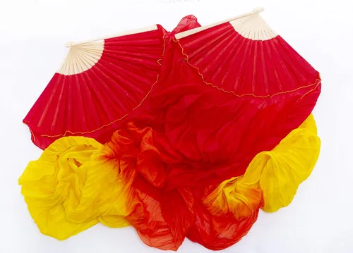 Vista 6 de 1 par (izquierda+derecha) para mujer, velos largos de seda real para danza del vientre