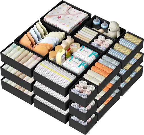Vista 13 de DIMJ Organizador de cajones para ropa, paquete de 6 unidades, organizadores plegables para bebé, organizador de almacenamiento y cómoda