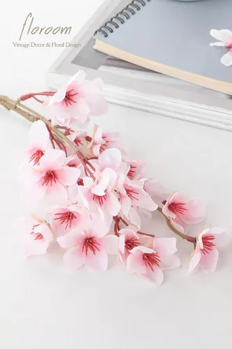 Vista 4 de 6 ramos de flores artificiales de cerezo de seda sintética rosa, para el hogar, boda, dormitorio, decoración de estilo japonés, centros de mesa