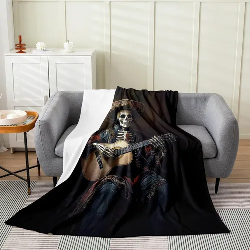 Vista 20 de Castle Fairy Manta de forro polar con botas de vaquero, manta de guitarra musical bohemia para niños y niños, manta de vaquera rústica occidental