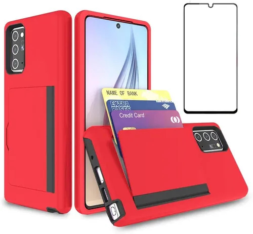 Vista 8 de Funda de teléfono para Samsung Galaxy Note 20 con protector de pantalla de vidrio templado y soporte para tarjeta de crédito, billetera delgada