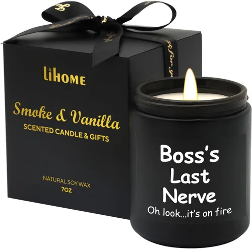 Vista 8 de Lihome Regalos de Jefe para Mujeres y Hombres - Divertidos Regalos para el Día del Jefe, Colaborador, Empleado, Vela Perfumada con Aroma a Vainilla