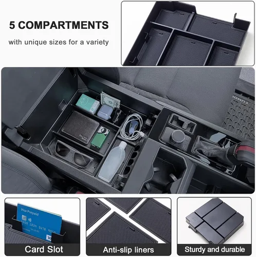 Vista 2 de TOPINSTALL 2026 Organizador de consola de tamaño completo Compatible con 2022-2026 Toyota Tundra/Sequoia 2023-2026, caja de almacenamiento