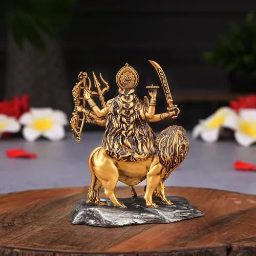 Vista 7 de Artarium Shri Durga MATA Idol Estatua antigua Sherawali MATA Shri Vaishno Devi Maa Durga MATA Idol para tablero de automóvil y decoración