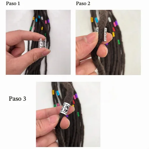 Vista 5 de Messen 170 cuentas de rastas multicolor de aluminio para decoración del cabello, joyería para trenzar el cabello (no se rompe fácilmente)