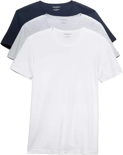 Vista 6 de Emporio Armani Camiseta de algodón con cuello redondo para hombre, paquete de 3 Blanco/Blanco