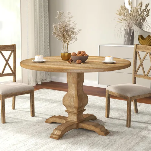 Vista 9 de Roundhill Furniture Havre - Mesa de comedor redonda con base de pedestal, color negro