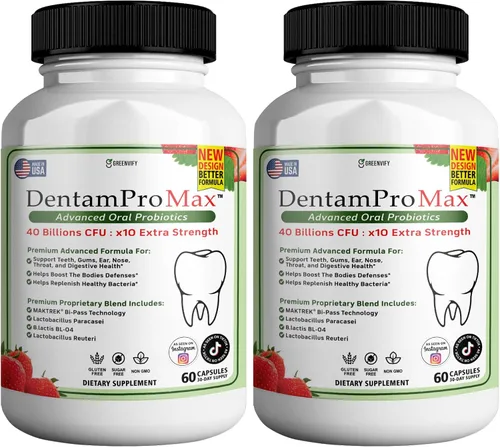 Vista 10 de DentamPro Max para la salud de las encías y los dientes y el aliento fresco, 40 mil millones de UFC Probióticos orales avanzados para el mal aliento