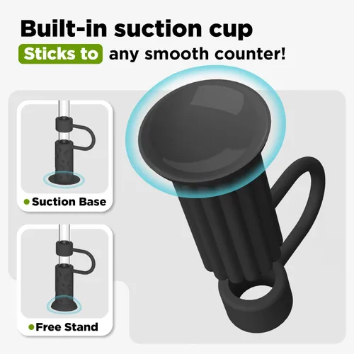 Vista 4 de 6 piezas de tapas con base de succión para pajitas, 0.4in/10mm, topper para pajitas para vaso Stanley 30/40 oz, negro 6 tapas de silicona