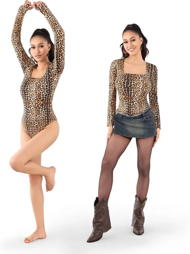 Vista 2 de MANGOPOP Body de manga larga con cuello cuadrado para mujer