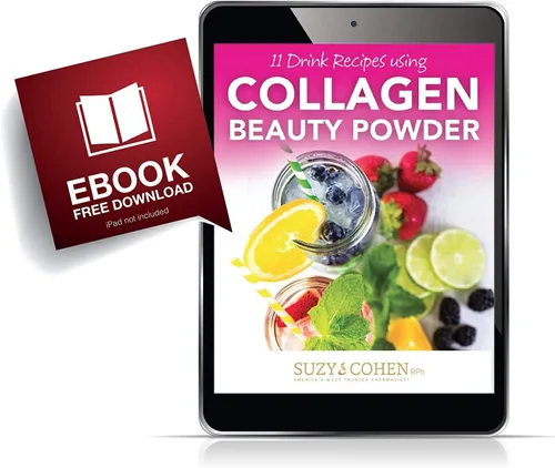 Vista 5 de Collagen Beauty Powder por Suzy Cohen (3.3 oz) Proteína hidrolizada antienvejecimiento en polvo de colágeno tipo I y III para piel flexible, cabello