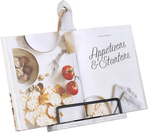 Vista 7 de Soligt Soporte para Libro de Cocina para Encimera de Cocina iPad Tableta Ajustable Soporte para Libro de Recetas Estilo Tabla de Cortar de Madera