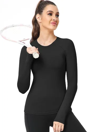 Vista 7 de CADMUS Camisa de manga larga para correr de secado rápido para mujer, camisas de entrenamiento