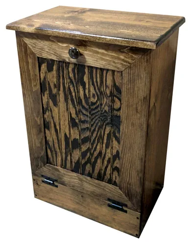 Vista 9 de Sawdust City Soporte de basura/reciclaje de madera inclinable (mancha de nuez)