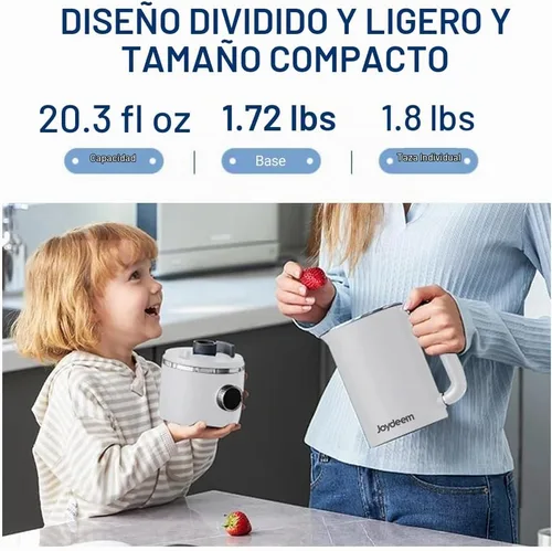 Vista 4 de Joydeem JD-PB8200 - Licuadora compacta con 10 menús, licuadora de cocción silenciosa para leche de soja, pasta y jugo, acero inoxidable 304