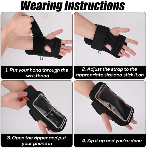 Vista 5 de Soporte de teléfono para correr, soporte de teléfono negro con agarre de mano para correr, pulsera Frearm Band para iPhone Pro Max Plus