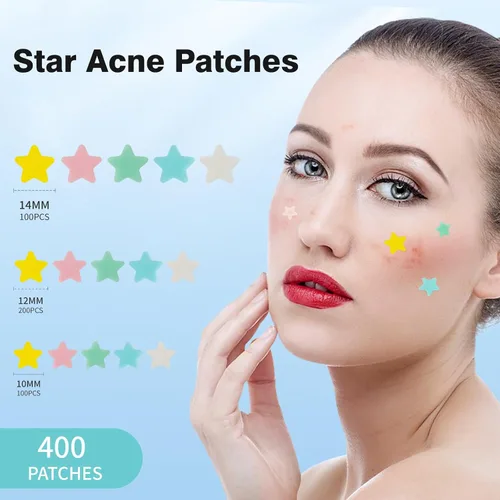 Vista 3 de QUSTERE - Parches para espinillas de la cara, apósitos hidrocoloides para acné, lindas cubiertas de espinillas en forma de estrella, pegatinas