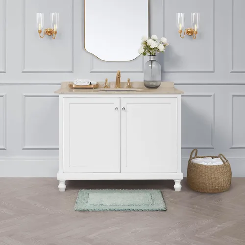 Vista 7 de Laura Ashley Ruffle tapete para baño de algodón de 17 x 24 pulgadas