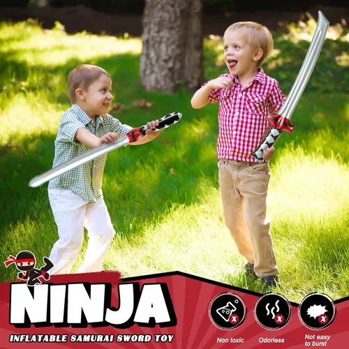 Vista 7 de Deekin - 12 espadas inflables de ninja de Halloween, Katana samurái, recuerdo de fiesta