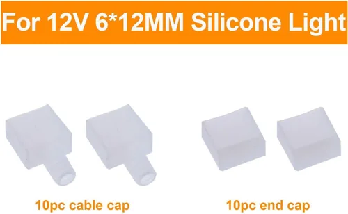 Vista 2 de Shine Decor Paquete de tapas de cable de 12 V o 24 V 0.236 x 0.472 in LED de silicona neón luces de neón inteligentes de bajo voltaje, kit de tapa