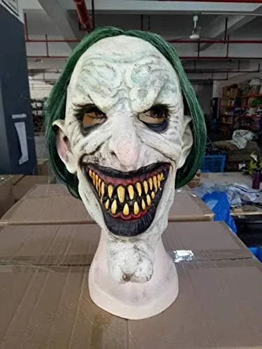 Vista 5 de Acid Tactical Máscara de payaso de Halloween con pelo para fiesta de disfraces Cosplay payaso Jokester