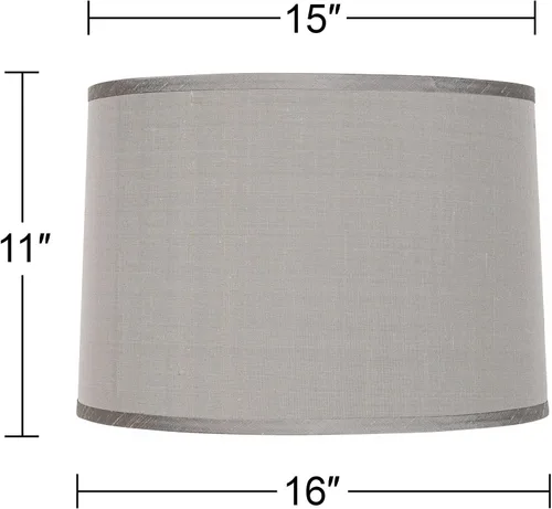 Vista 6 de Juego de 2 pantallas de lámpara de tambor (premontadas) gris platino grande de 15 pulgadas superior x 16 pulgadas inferior x 11 pulgadas de alto