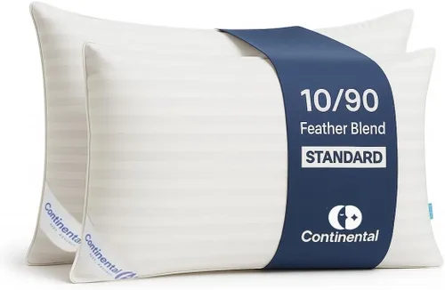 Vista 10 de Continental Bedding Almohada de plumas para dormir de lado, 10% plumón, 90% relleno de plumas, loft mediano de 6 pulgadas, 300 hilos, 100% algodón