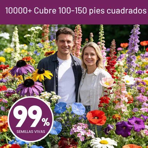 Vista 2 de Semillas de flores silvestres a granel 10000+, mezcla de colibrí mariposa de 1.06 onzas, 21 variedades de mezcla anual perenne, semillas de flores