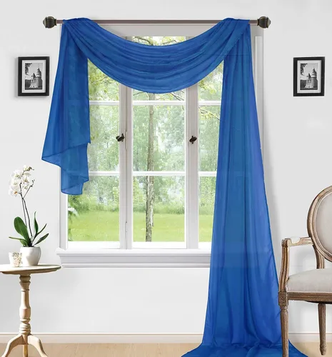 Vista 10 de Sapphire Home Cortinas de cenefa para ventana, cenefas transparentes extralargas para ventanas, cortinas de gasa para sala de estar, cocina