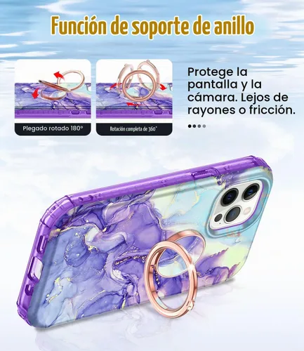 Vista 5 de Btscase Funda para iPhone 12 Pro Max de 6.7 pulgadas, protector de pantalla integrado con soporte de anillo de 360°, cuerpo completo de doble capa