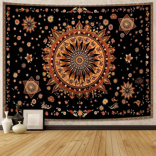 Vista 12 de Kanuyee Tapiz Floral de Luna Tapiz de Flores para Dormitorio Tapices Bohemios para Colgar en la Pared Estético para Dormitorio y Sala de Estar Luna