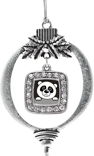 Vista 205 de Inspired Silver - Adorno con dije de reina de rodillo - Adornos navideños cuadrados de plata con joyas de circonita cúbica