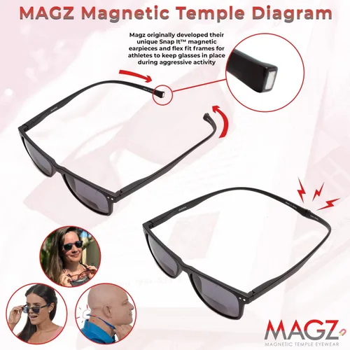 Vista 6 de Magz Greenwich - Lentes de sol magnéticos polarizados con clip para conexión trasera magnética Gafas de sol polarizadas para hombres y mujeres