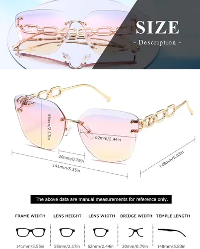 Vista 5 de AEVOGUE - Los lentes de sol para mujer, sin bordes, lentes de corte de diamante, de tamaño grande (AE0534)