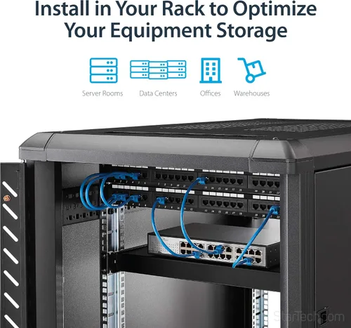 Vista 9 de StarTech ADJSHELFHD - Estante de montaje en rack ajustable de 4 postes de 1U - 330 libras (330.7 lbs) - Profundidad de montaje ajustable de 19.5 a