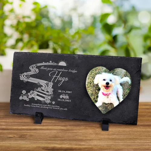 Vista 8 de Farfume Piedras conmemorativas personalizadas para mascotas con foto y texto Marcadores personalizados para tumbas para mascotas Lápidas