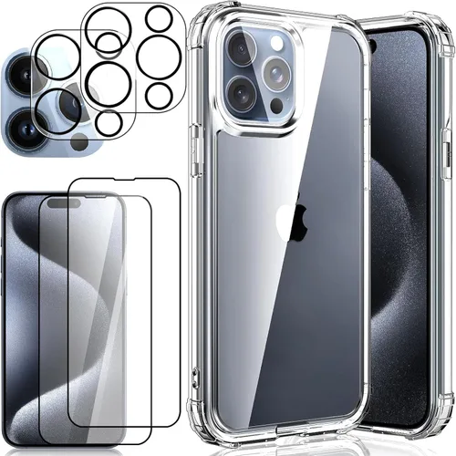 Vista 8 de Funda transparente 5 en 1 para iPhone 12 Pro de 6.1 pulgadas, con 2 protectores de pantalla HD + 2 protectores de lente de cámara, película