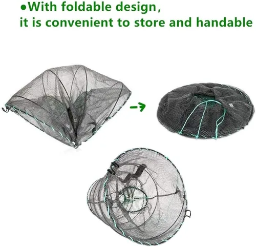 Vista 5 de Trampa de cebo de pesca, 2 paquetes de trampa para cangrejos, trampa para cangrejos, trampa para cangrejos, langosta y camarones, redes de pesca