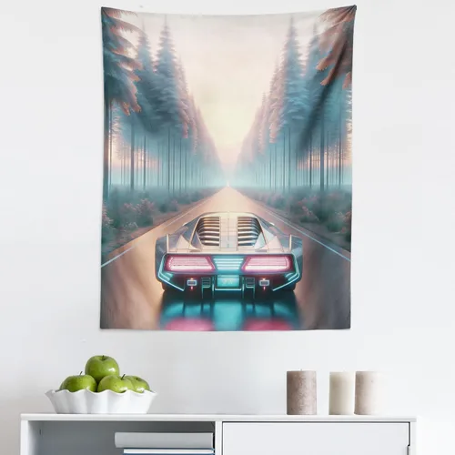 Vista 168 de Ambesonne Tapiz Trippy, vista panorámica de la cascada con bosques de ensueño y mandala oriental psicodélico, decoración de tela para colgar